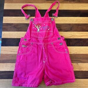 VTG 80s The Little Mermaid Disney Pink Girls SZ 4 Overalls Jumpsuit Embroidered